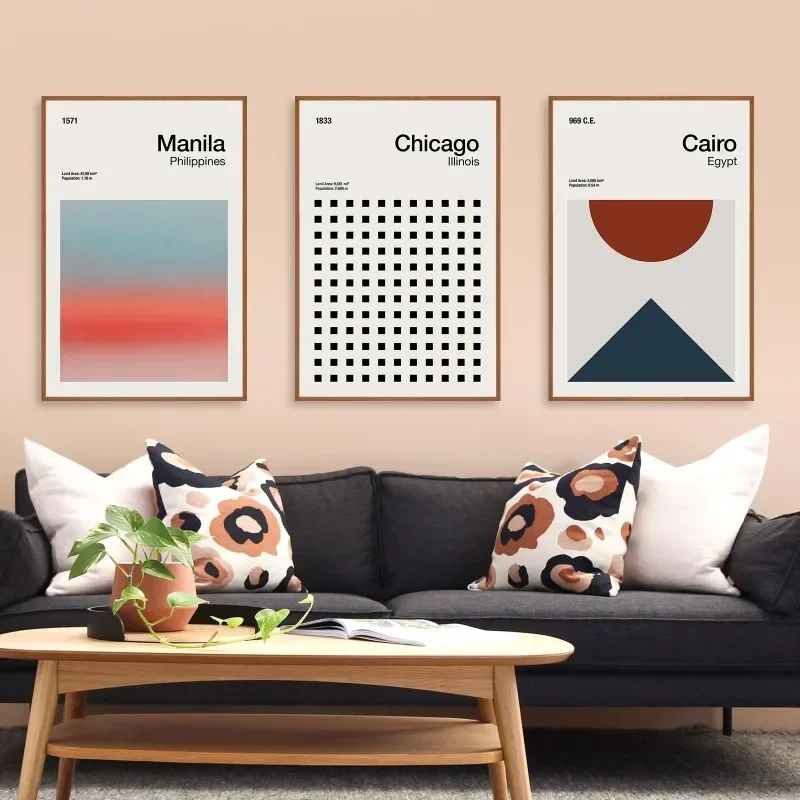 Абстрактный городской минималистический постер для путешествий принты среднего