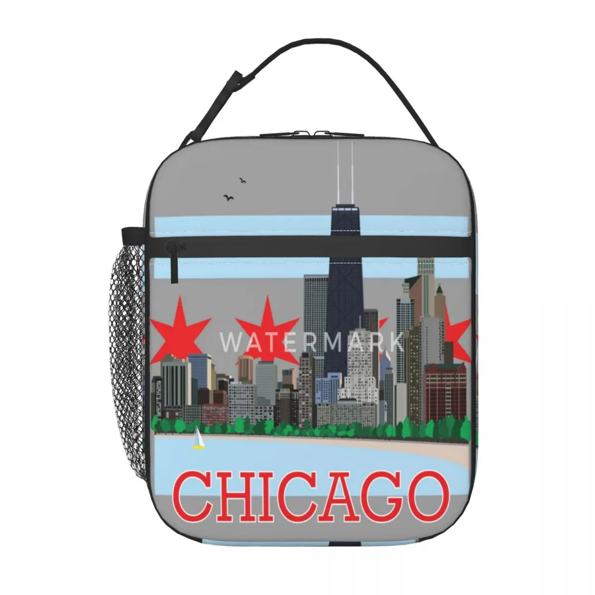 

Сумка для ланча с изображением пейнтбола и флага Чикаго, модный портативный ежедневный подарок на день рождения, настраиваемый