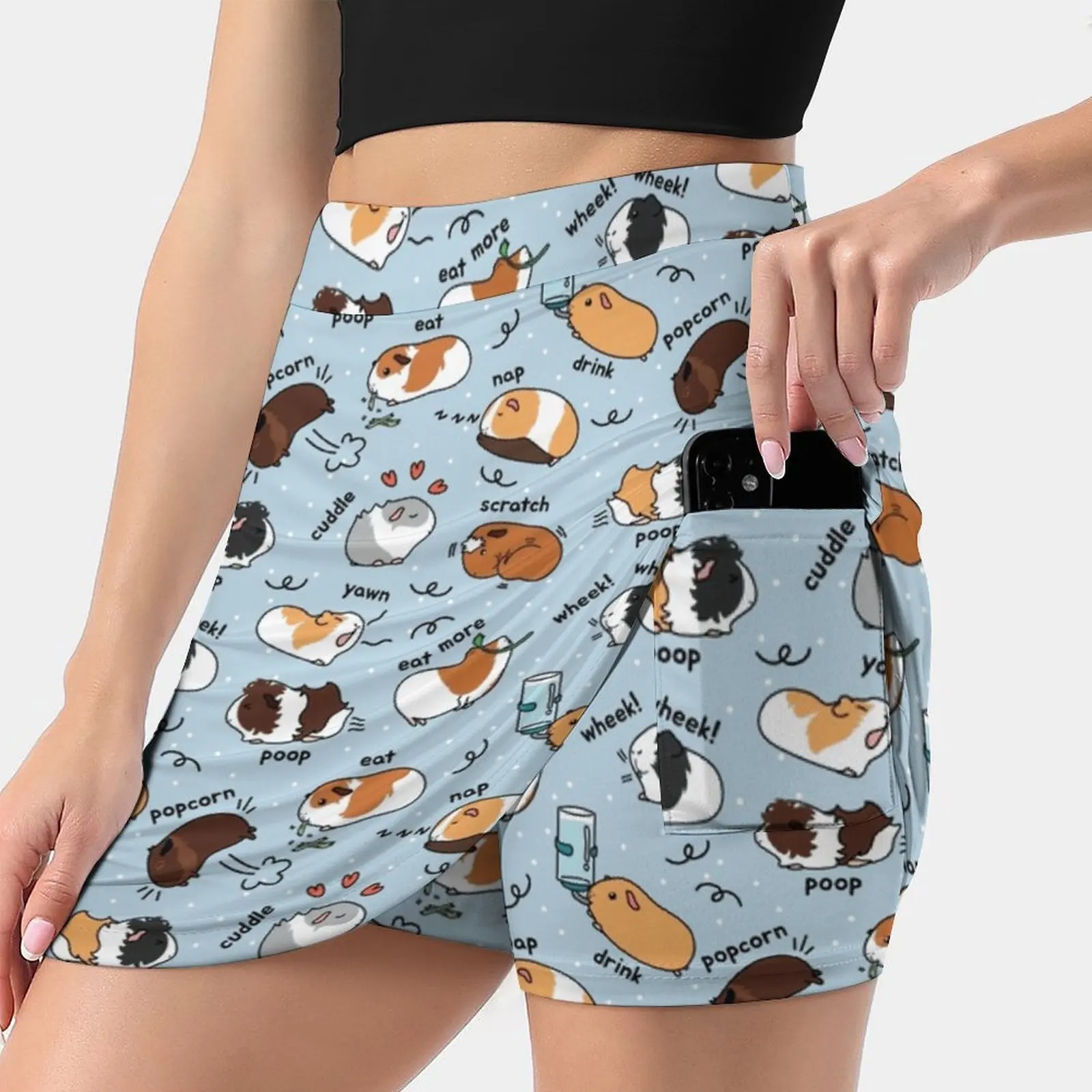 

Guinea Pig Daily To - Do List - Blue Background Trending Fashion Skirt Summer Printed Women Sport Skirts Double-Layer Athletic