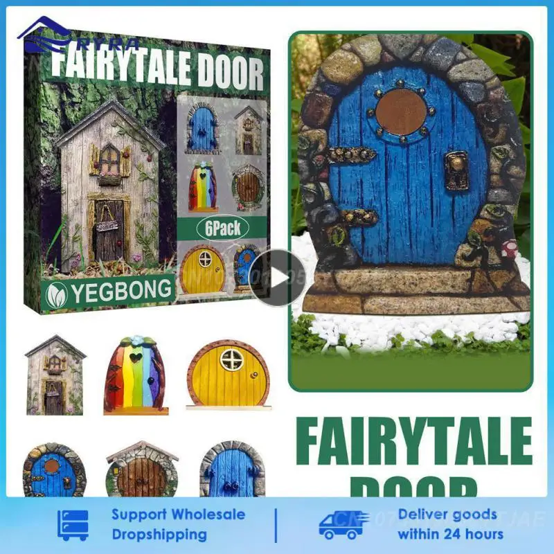

Diy Elf Door Embellishments Color Fairy Door Mini Miniature Garden Door Garden Tree Sculpture Statues Decor Door Vintage