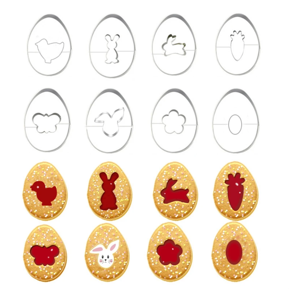 

8 Pcs Sugar Biscuit Cutter Cookies Frame DIY Stainless Steel Heart Easter Cookie Mold Embossing Mould Fondant Bakeware Tools