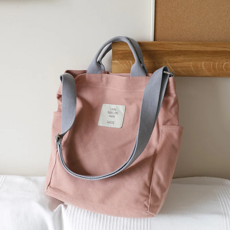 

Вместительные холщовые сумки на плечо для женщин, повседневные дорожные дамские сумочки в японском и корейском стиле, холщовые тоуты для покупок, женские кошельки и сумочки