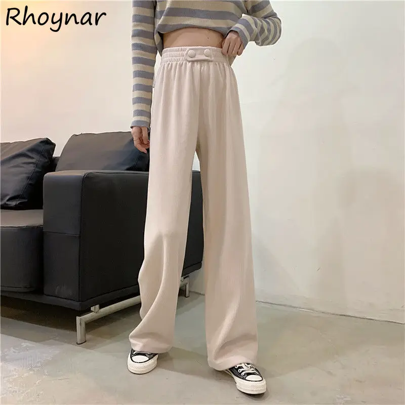 

Брюки женские повседневные, свободные простые Популярные уличные штаны для отдыха с широкими штанинами, длинные винтажные с высокой талией...