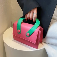 contrasting colors mini cute pu leather shoulder crossbody bags for women fashion brand designer ladies handbags 2022 summer