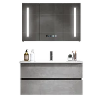 2021 bathroom storage cabinet  with sink modern solid wood  bathroom vanity with LED mirror custom bathroom  equipment