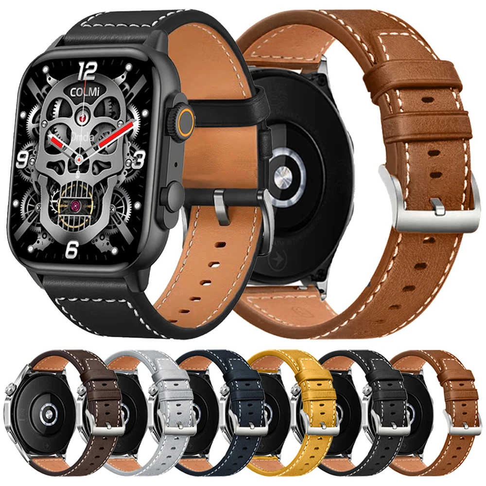 Кожаный ремешок для часов 22 мм 20 COLMI P71 M42/C81 C60 C61/I31/P68 P73/P28 Plus браслеты аксессуары