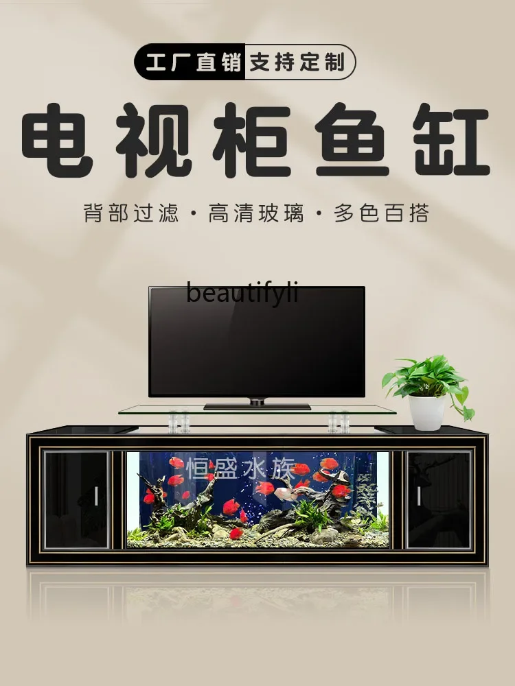 ТВ-шкаф аквариум для гостиной напольный до потолка большой экологичный
