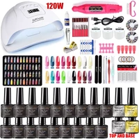 nail set 12054w uv led lamp for manicure gel nail polish set kit gel varnish electric nail drill manicure sets nail art tools
