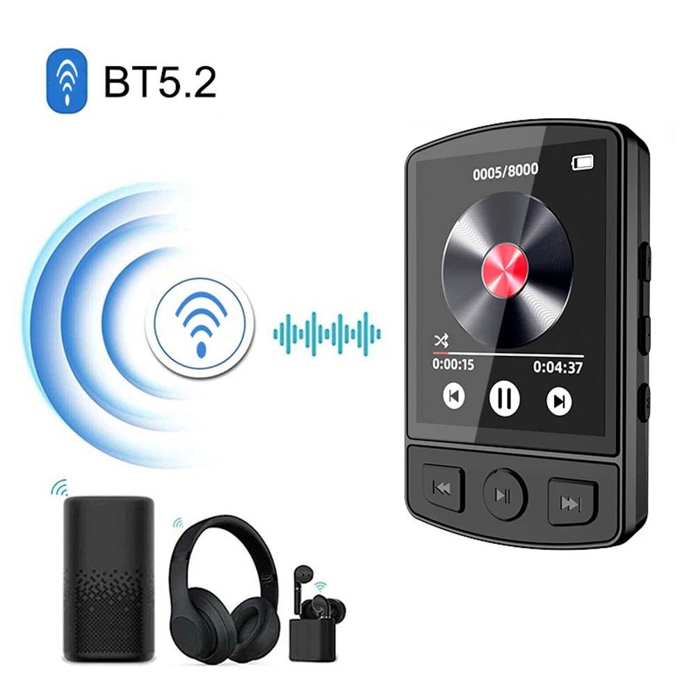 MP3-плеер Портативный с ЖК-экраном 1 8 дюйма Bluetooth FM-радио