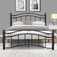 Black Bed with Headboard Bed Frame with Footboard Metal Platform Bed Frame for Bedroom Sturdy Frame