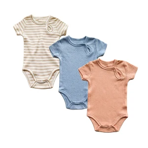 Summer Baby Romper Cotton Newborn Short Sleeve Bodysuits Infant One Piece Clothes Solid New Born Clo in Pakistan