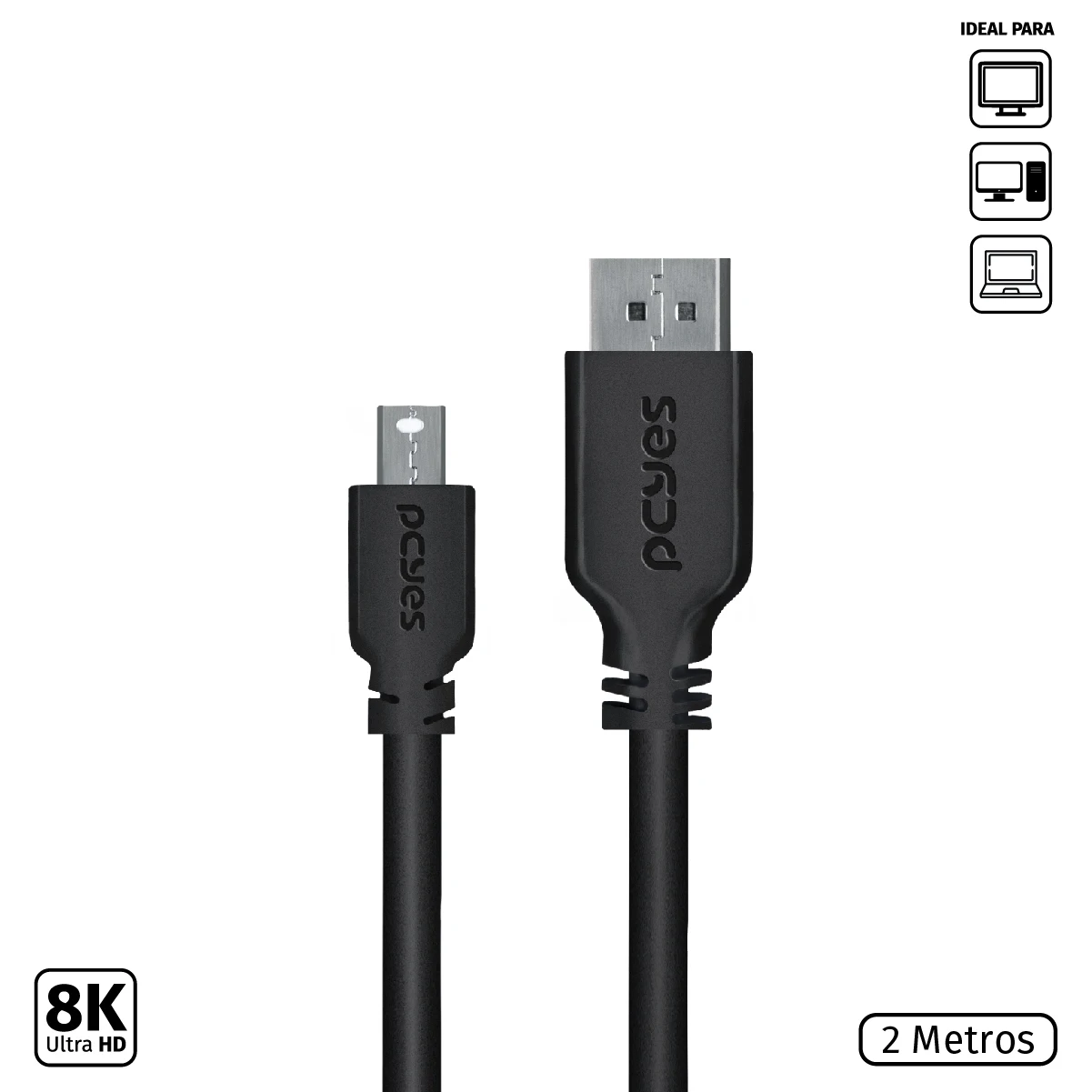 

MINI DISPLAYPORT MACHO CABLE FOR DISPLAYPORT MACHO V.1.2 28AWG PURE COPPER 2 METERS-PMDDHPM-2