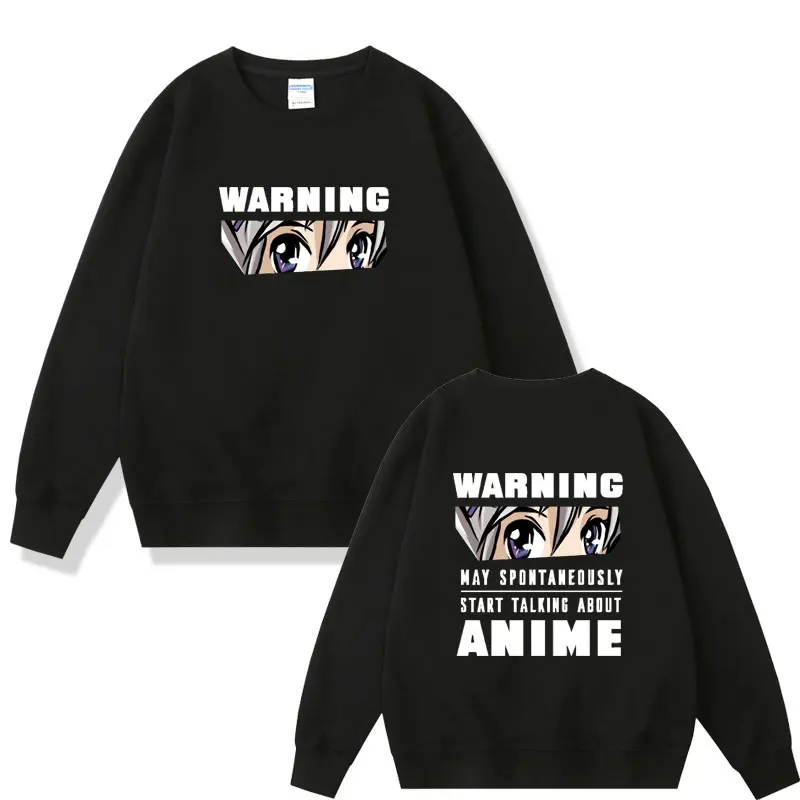 

Warning May Spontaneously Start Talking about Anime Girl Eyes Print Sweatshirt Men Women Manga Pullover Unisex Loose Sweatshirts