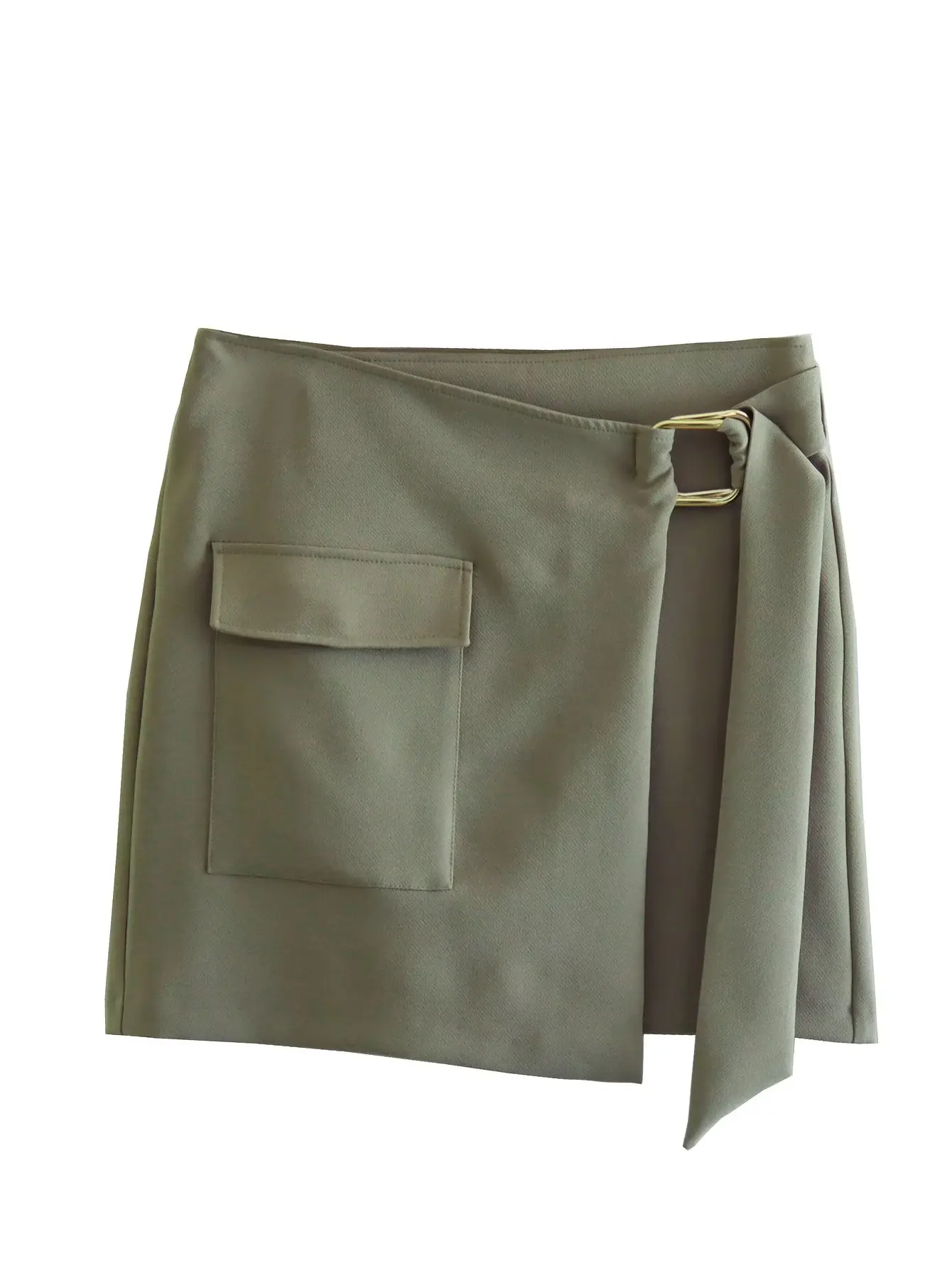 

Women 2023 spring New Fashion decussation Mini Skirt Vintage High Waist pocket Female Skirts Mujer