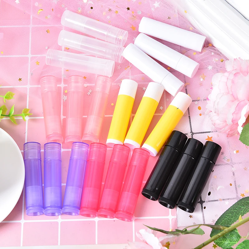 

10pcs/lot 5g DIY Lip Tubes Containers Transparent Empty Plastic Lip Balm Tubes Lipstick Case Candy Colors 6.7cm x 1.6cm