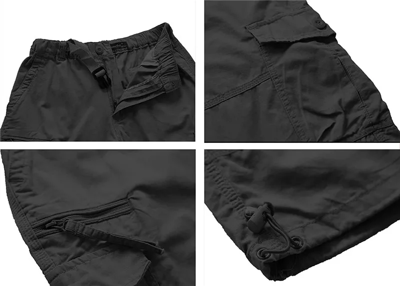 Men's Below Knee Cargo Shorts Casual Cotton Overalls Long Length Multi Pocket Hot breeches Military Capri Male Tactical Shorts images - 6
