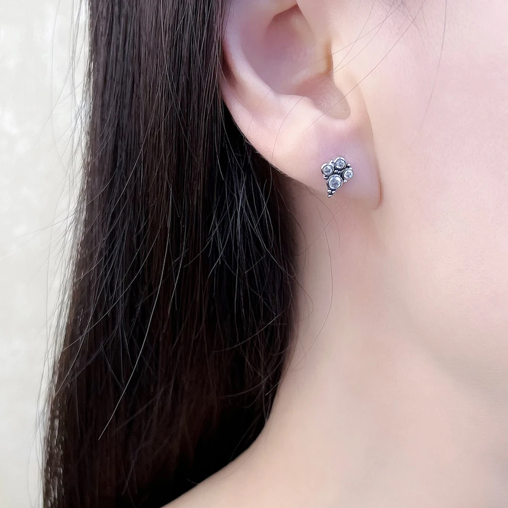 Фото Royalty Colourful Stones Stud Earrings Europe Style Fashion Jewerly For Women Girls Gift In 925 Sterling Silver №2