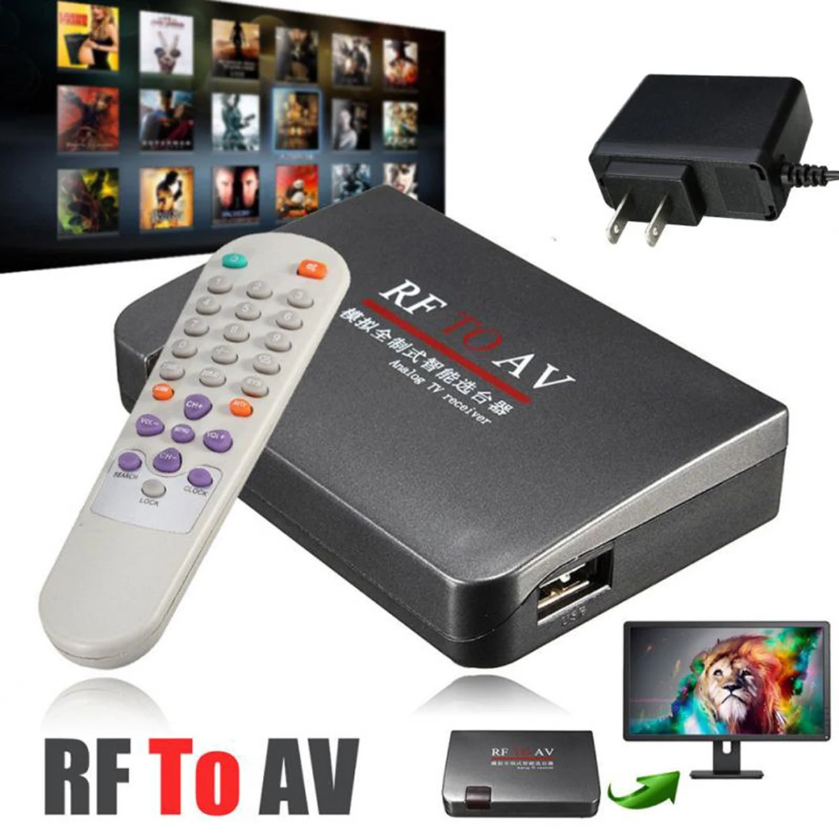 Фото F-AV сигнальный приемник RF-AV аналоговый кабель ТВ-приемник конвертер USB с пультом F-AV сигнальный приемник RF-AV аналоговый кабель ТВ-приемник конвертер USB с пультом