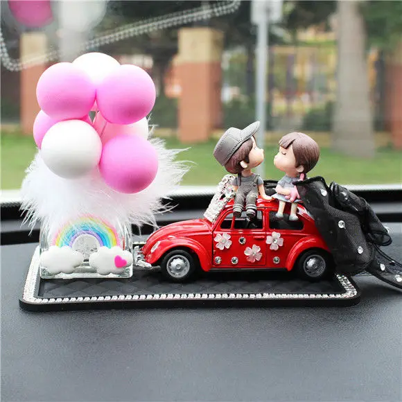 

Top Car Pendant Accessories Interior Lover Kiss Feature Pearls Balloon Car Decoration Creative Rearview Mirror Pendant