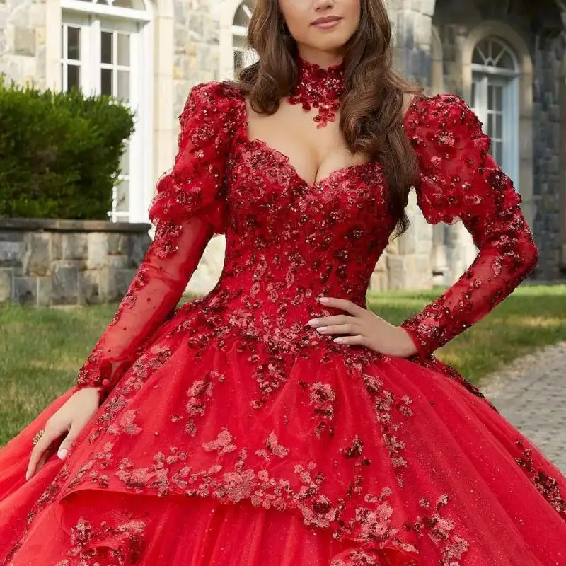 Женское платье с длинным рукавом кружевной аппликацией и оборками 15-16 лет