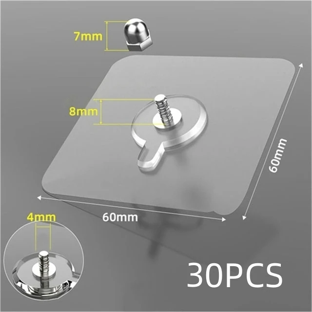 

Прозрачные самоклеящиеся крючки из ПС 6/20/30 шт.