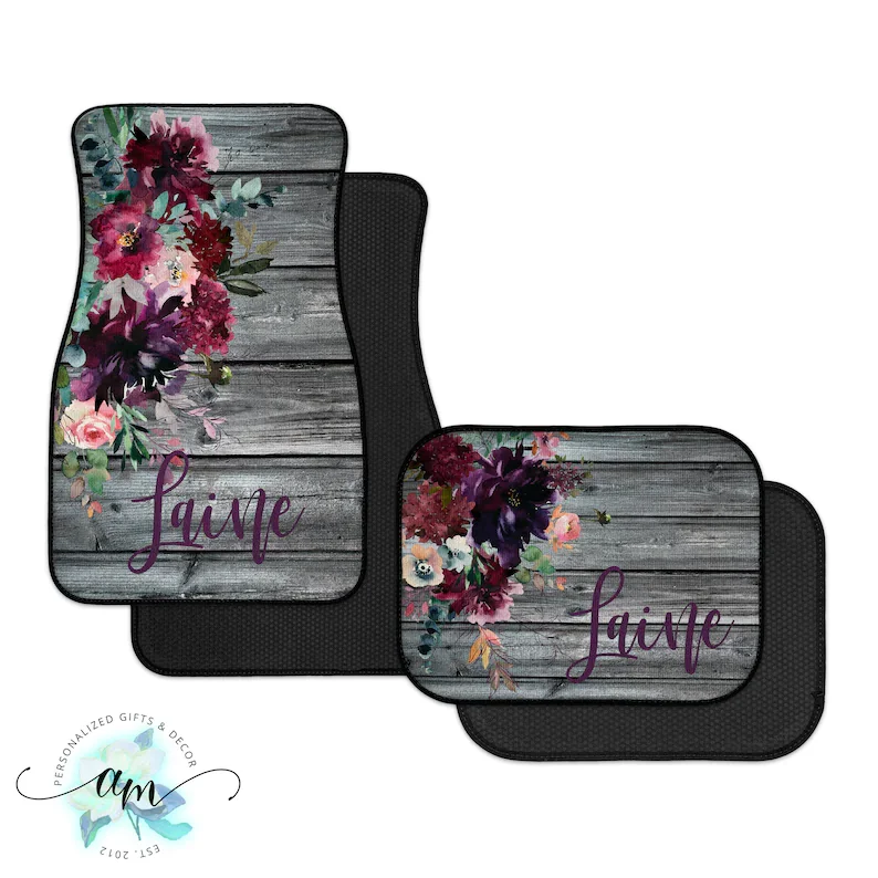 

Personalized Car Mats Floral Car Mats Car and Auto Accessories, SUV and Truck Floor Mats Gifts for Her