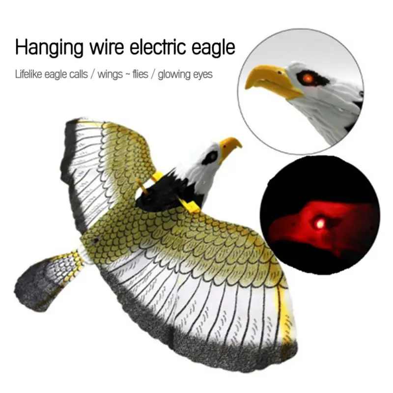 

Bird Repellent Hanging Eagle Electric Hanging Flying Line Eagles Toy Portable Luminous Music Scarecrow Park Farm Garden Supplies