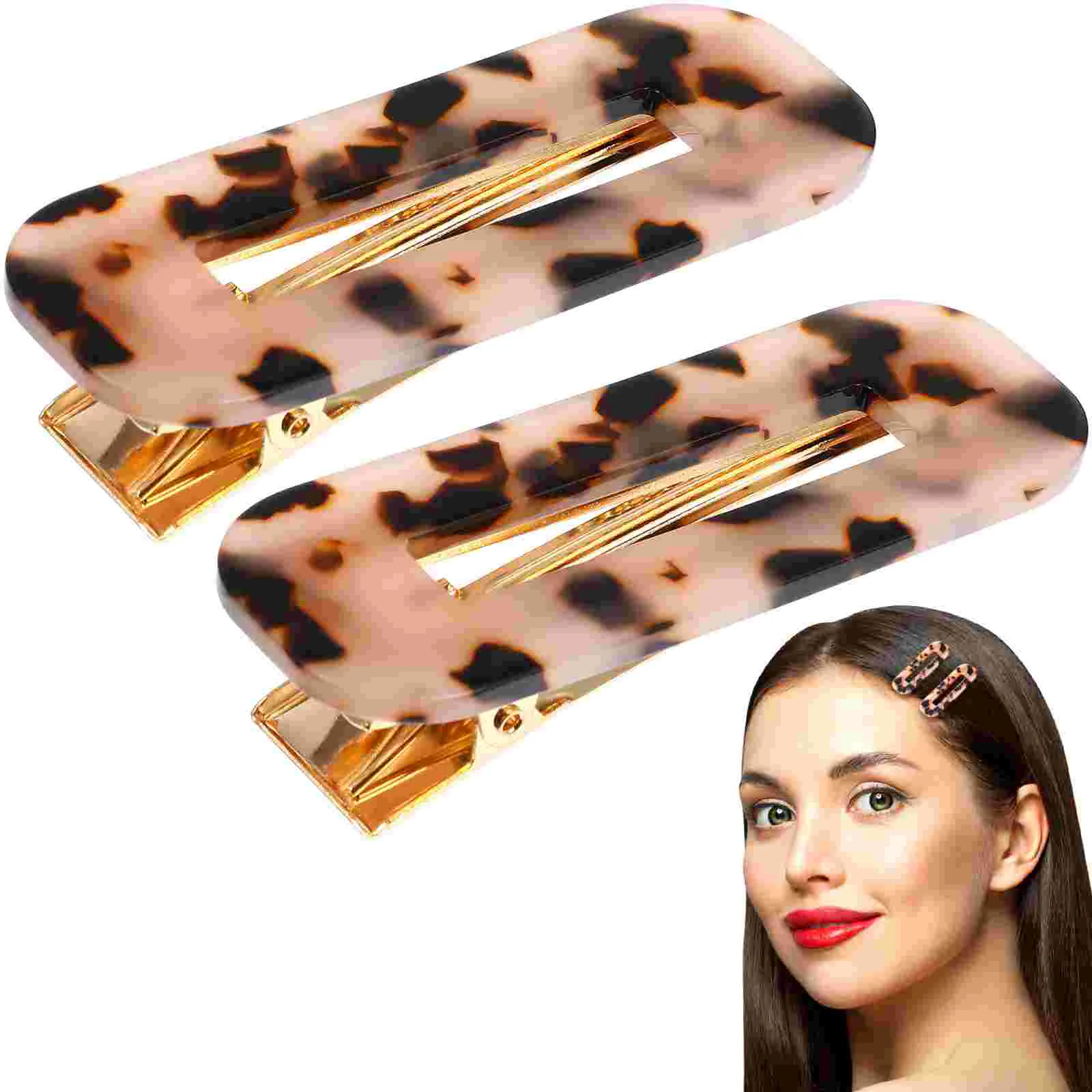 

2 Pcs Acetic Acid Hair Barrettes Leopard Hair Clips Fashion Bang Hair Clips Accessories for Women Girls