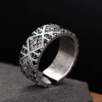 thai silver vintage rhomboid geometric ring for women trendy niche design high end sense ring adjustable friendship gifts