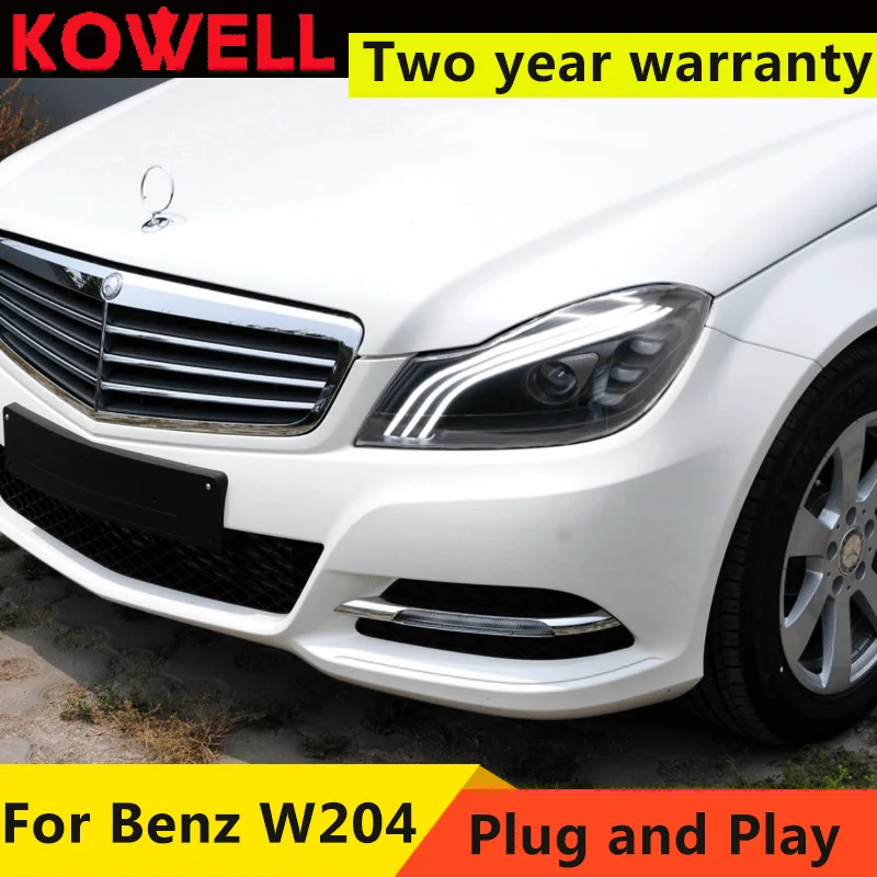 

Фары для Benz W204 2011-2014, автомобильные светодиодные фары DRL Hella 5, ксеноновые линзы Hid H7 C200 C260, автомобильные аксессуары
