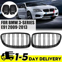 a pair car grille grill front kidney glossy 2 line double slat for bmw e90 e91 lci 3 series sedan wagon 2009 2010 2011 2012 2013