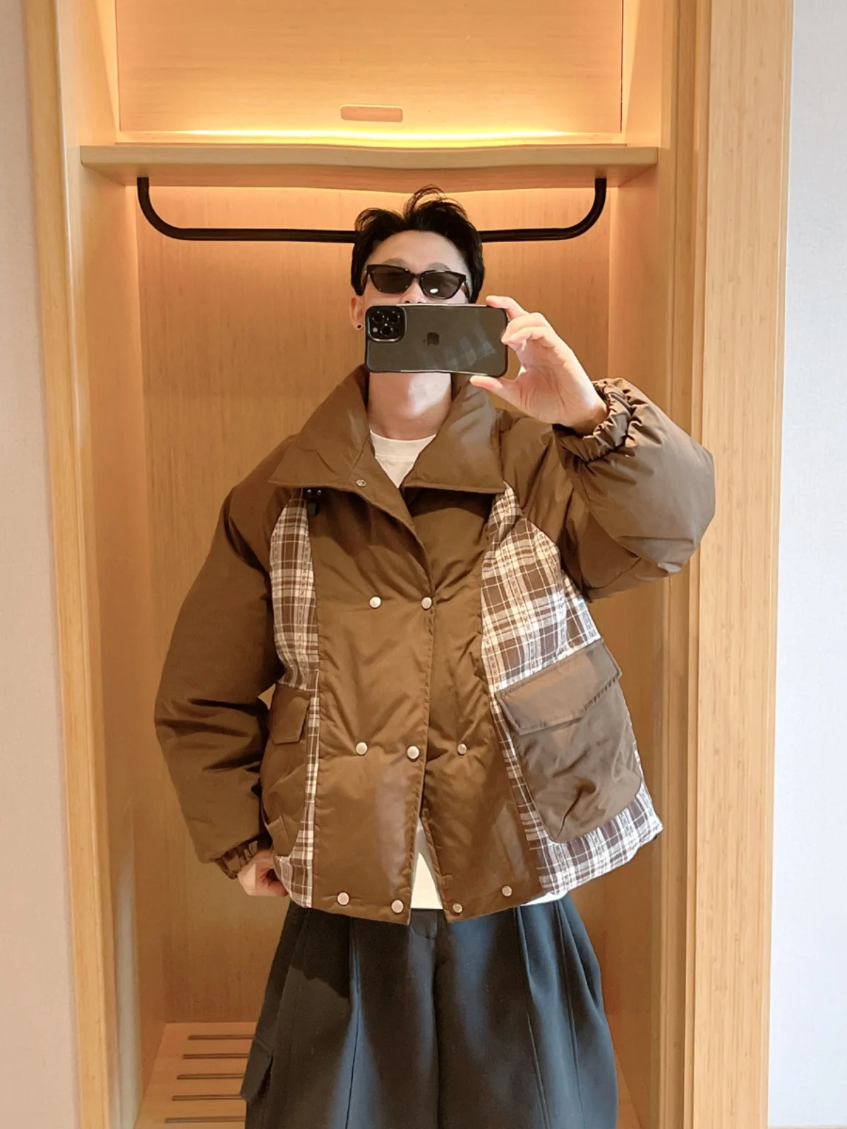 Fan Zhexian новинка зимы 2024 американская винтажная лоскутная куртка с