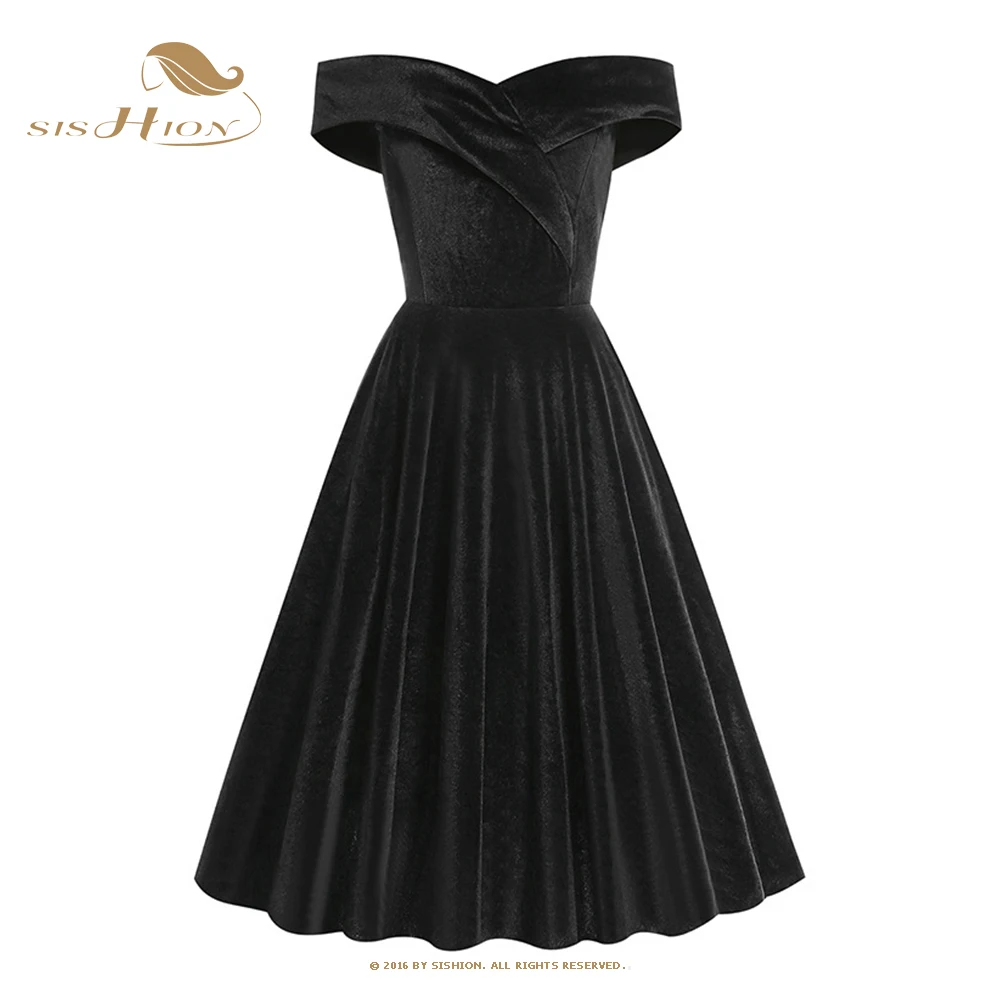 Женское кружевное платье SISHION VD3333 черное винтажное готическое с высокой талией