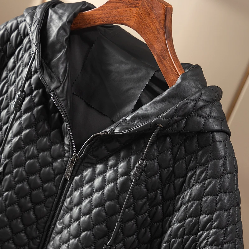 High Quality Genuine Leather Jacket Sheepskin Casaco Feminino Hooded Autumn/Winter  Real Leather Coat Women Warm 2022 New