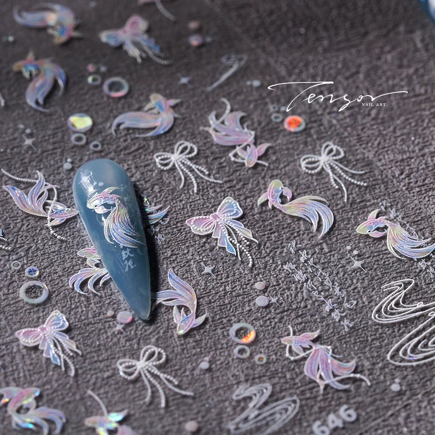 Китайские блестящие фиолетовые пузырьки воды кои бант галстук звезды клейкие