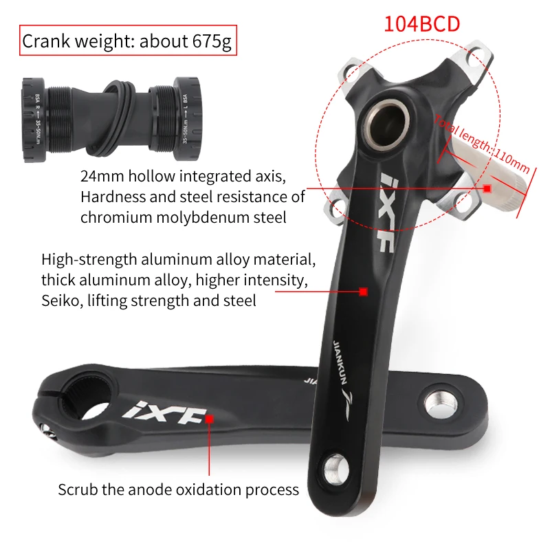 Скидка IXF MTB велосипед фотополый встроенный коленчатый модифицированный одиночный диск 104BCD 32 34 36 38 40 42T кривошипный механизм Нижняя скоба