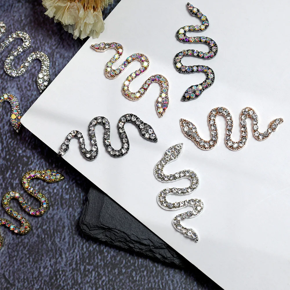 Золотистые/Серебристые/розовое золото/черная змея Стразы объемные длинные