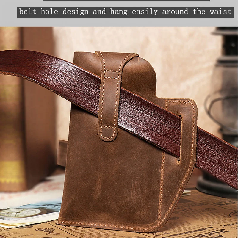 Поясная Сумка Crazy Horse мужская из натуральной кожи винтажная забавная Сумочка для