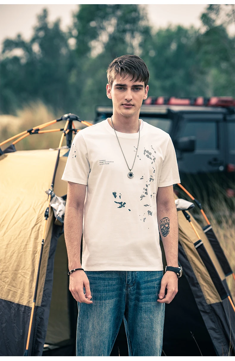 

Y1581 men's summer new trendy brand creative personality printing short-sleeved T-shirt