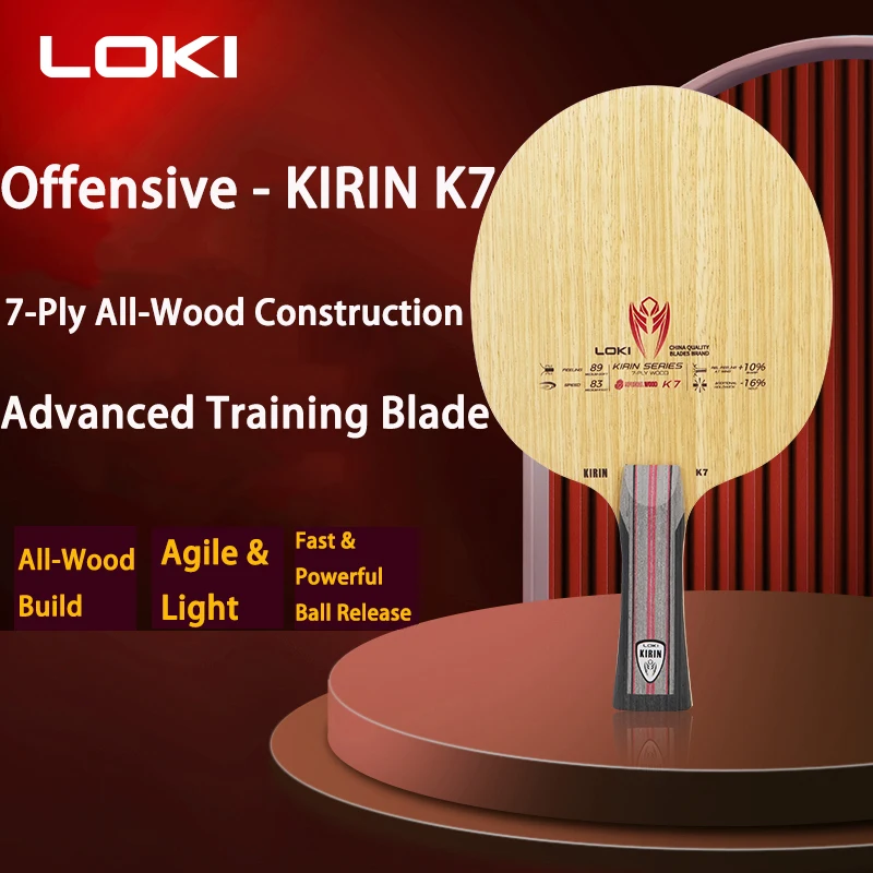 Фото Настольная теннисная ракетка LOKI 7Ply из чистого дерева K7 для быстрой атаки OFF+ для всех игроков FL/CS №2