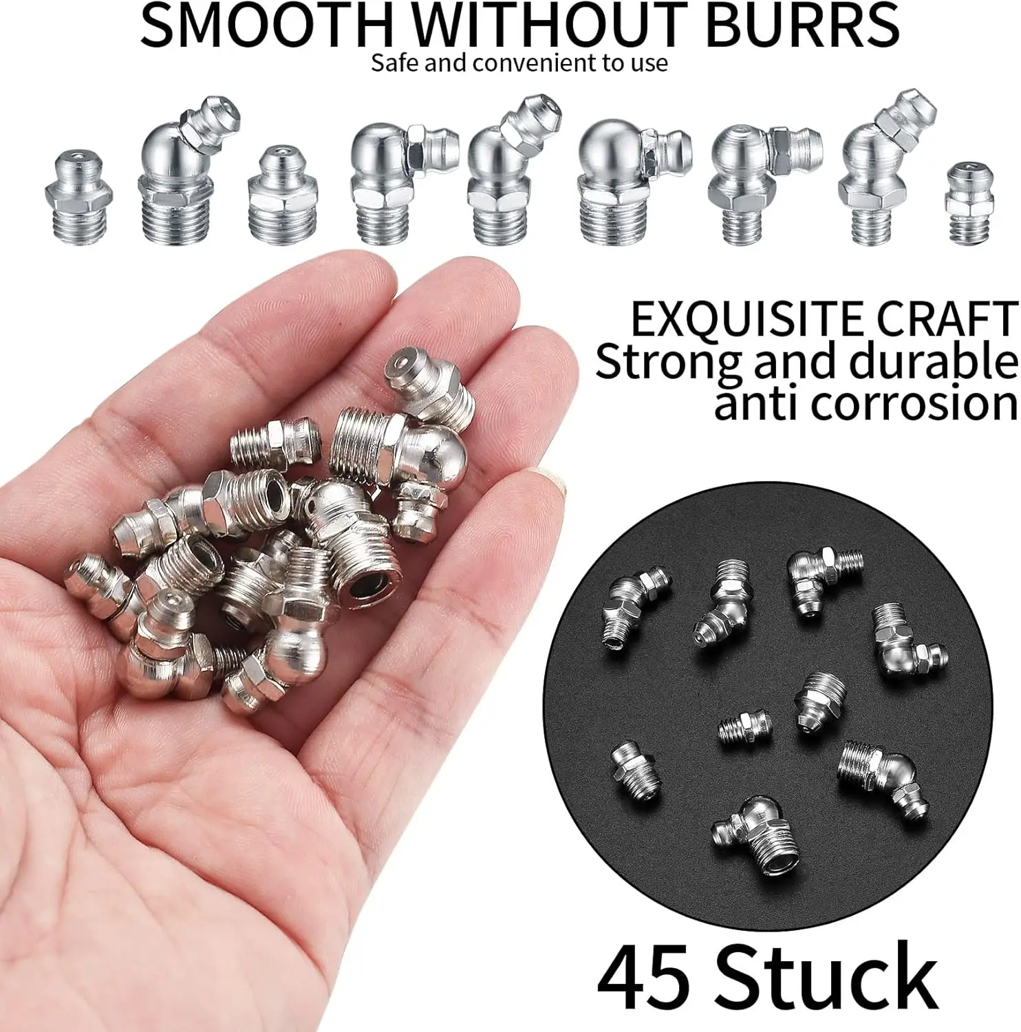 - 60 шт. метрические смазочные фитинги прямая и угловая смазка Zerk M6 M8 M10 180 45 90