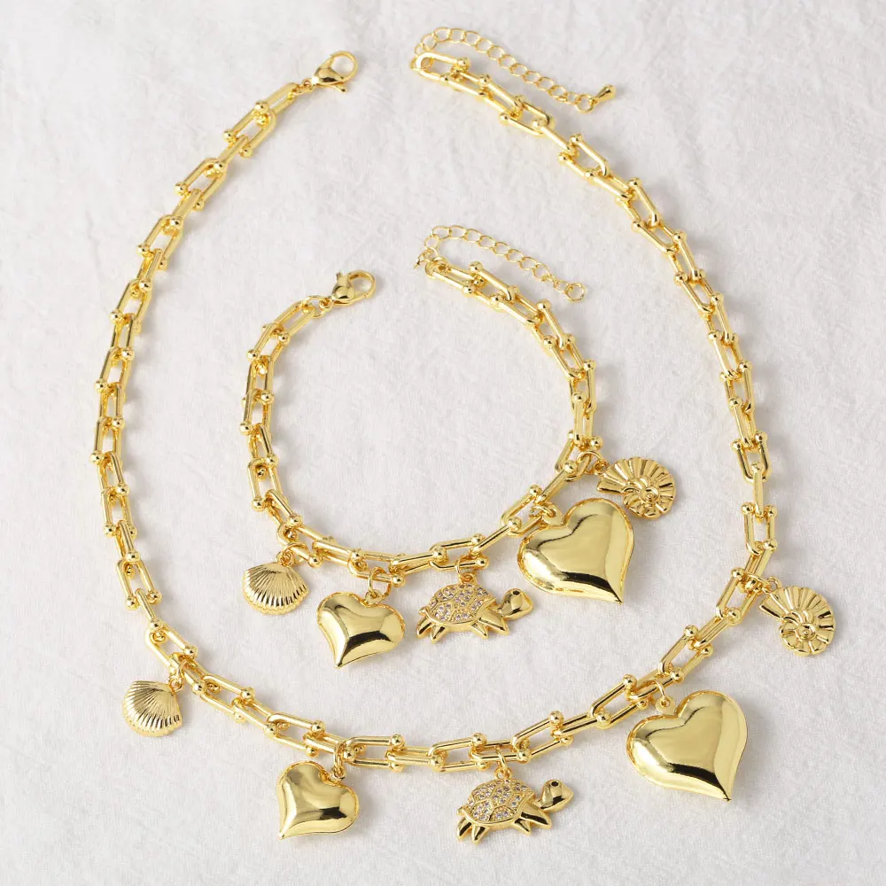 FLOLA позолоченные ожерелья в виде раковины и черепахи для женщин U-образная