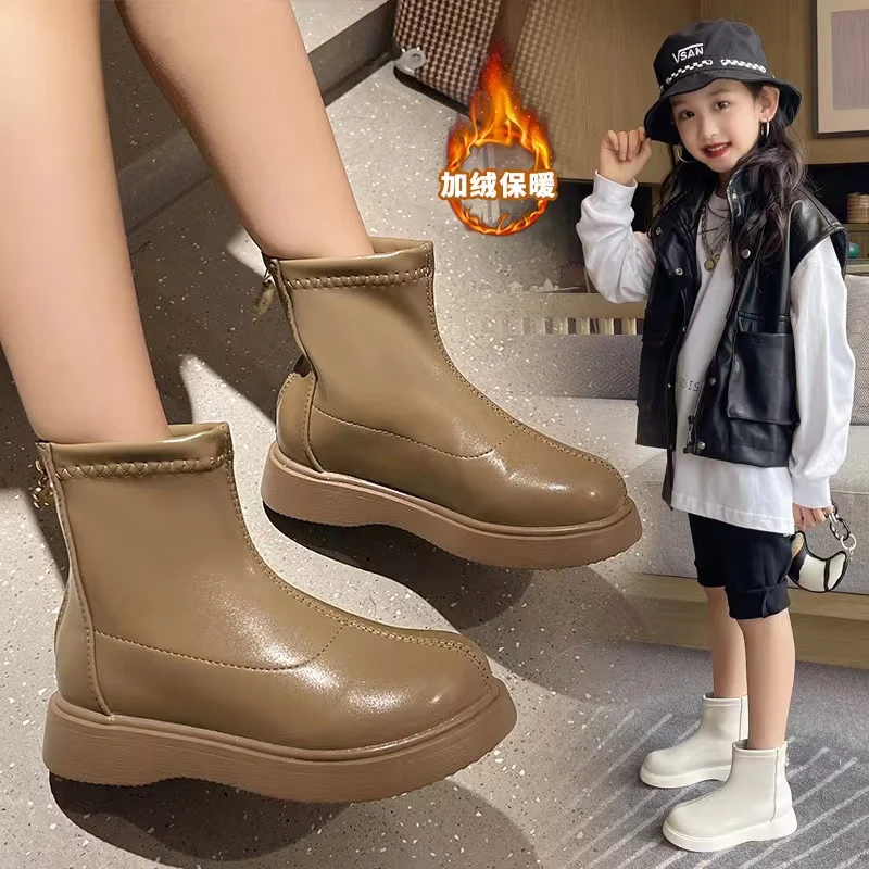 

Children's shoes Quality leather British style Martin boots girl Princess boots Chelsea short boots children's shoes Ankel boots