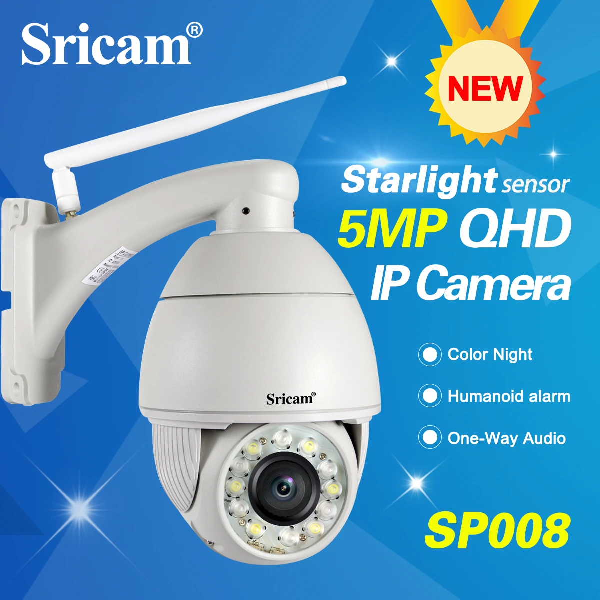 Srihome SP008 1920P Wifi IP Camera 5.0MP IP66 Waterproof Wireless CCTV PTZ Cam Starlight Night Vision Video Surveillance System - купить по