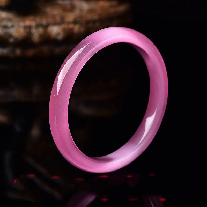 New Natural Pink Opal Bracelet Fashion Wide Genuine Women's Korean Simple