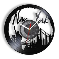 new york wall clock ny brooklyn bridge wall art vintage vinyl record wall clock usa cityscape travel gift decorative vinyl clock