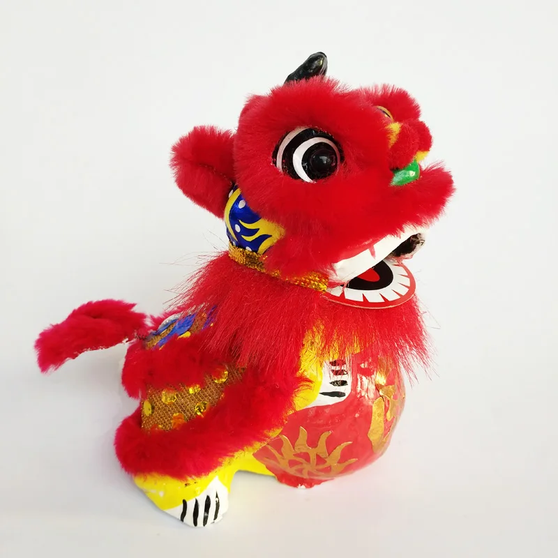 

Lion Dance and Awakening Lion Ornaments Chinese Style Handicraft Gifts Small Lion Head Indoor Car Head Ornaments