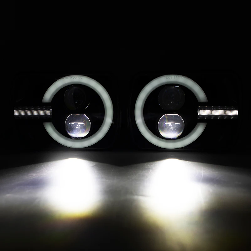 Фото 2 шт. DOT 5x7 7x6 дюймов прямоугольная светодиодная фара с Hi/Low DRL освещением для Jeep Wrangler YJ Cherokee XJ ﻿ №4