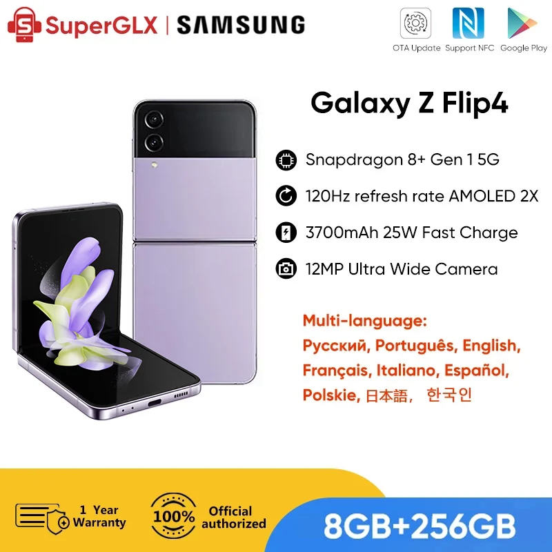 Najtaniej Nowy Samsung Galaxy Z Flip 4 5G Smartphone 8GB RAM 256GB ROM Snapdragon 8 + Gen 1 6.7 ''120Hz AMOLED Składany Wyświetlacz Flip4 Telefon Tanie Nowy Samsung Galaxy Z Flip 4 5G Smartphone 8GB RAM 256GB ROM Snapdragon 8 + Gen 1 6.7 ''120Hz AMOLED Składany Wyświetlacz Flip4 Telefon