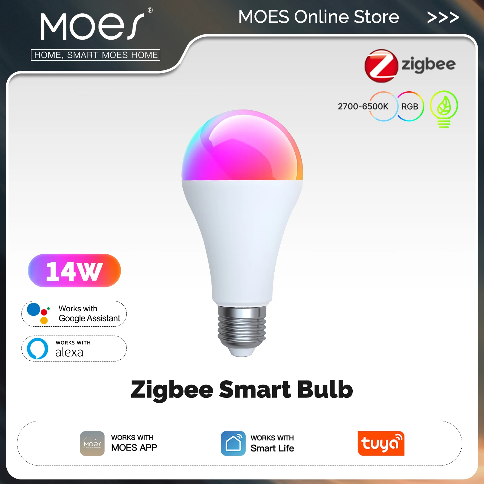 

MOES ZigBee RGB+CCT умная светодиодная лампа 14 Вт